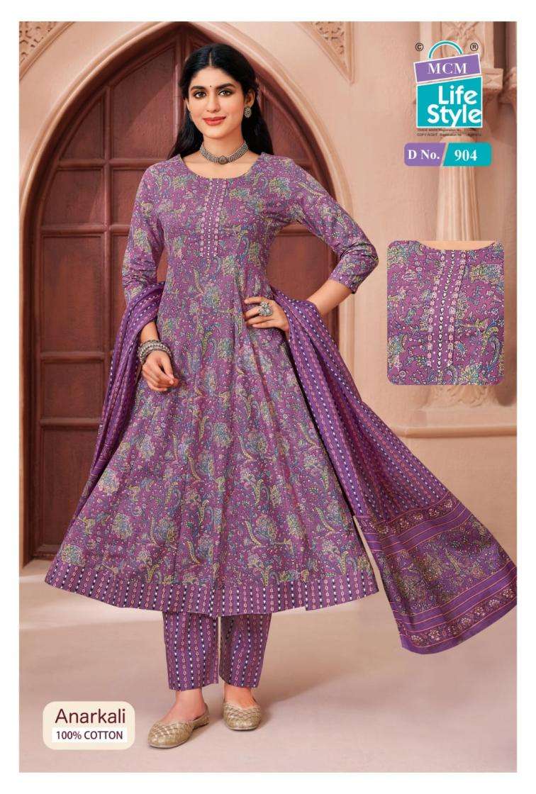 ANARKALI VOL-9 SERIES 900 TO 909 BY MCM DESIGNER PRINTED COTTON ANARKALI STYLE READYMADE SUITS ARE AVAILABLE AT WHOLESALE PRICE