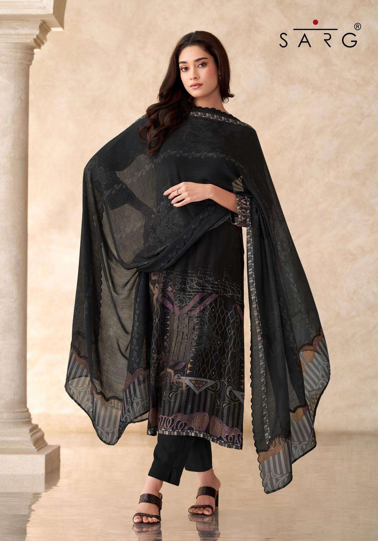 CHAND RAAT SERIES 1400 BY SARG DESIGNER DIGITAL PRINTED AND HAND WORK MUSLIN SILK SUITS ARE AVAILABLE AT WHOLESALE PRICE