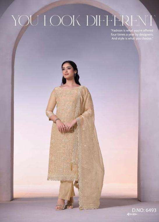 CLARA VOL-2 SERIES 6491 TO 6496 BY VIPUL DESIGNER HAND WORK AND EMBROIDERY WORK ORGANZA SUITS ARE AVAILABLE AT WHOLESALE PRICE