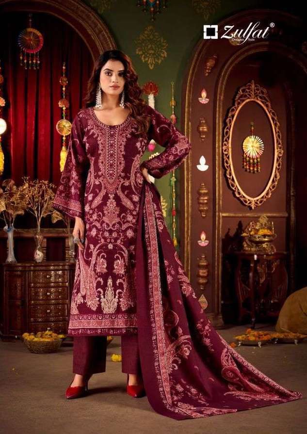 DIWANIYAT SERIES 697 BY ZULFAT DESIGNER PRINTED WOOLLEN PASHMINA SUITS ARE AVAILABLE AT WHOLESALE PRICE