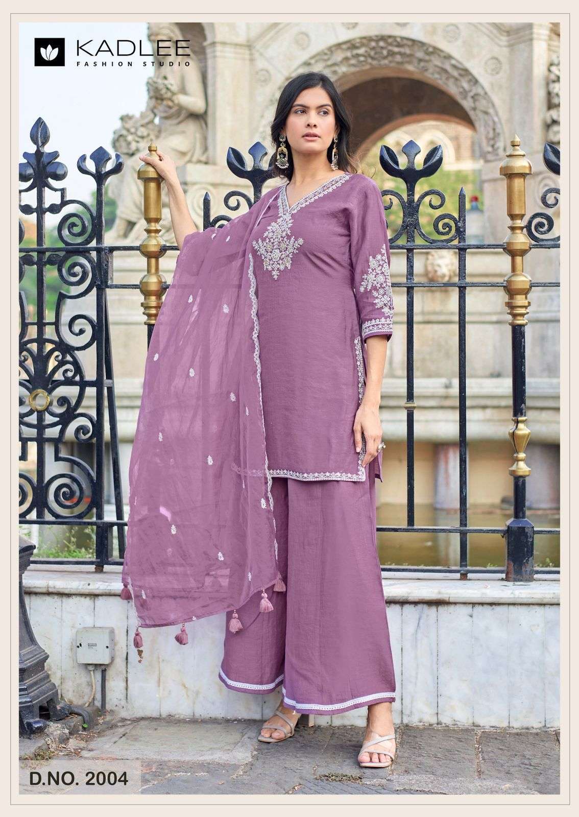 GORI SERIES 2001 TO 2004 BY KADLEE DESIGNER THREAD AND HAND WORK VISCOSE CREPE TOP WITH BOTTOM AND DUPATTA ARE AVAILABLE AT WHOLESALE PRICE