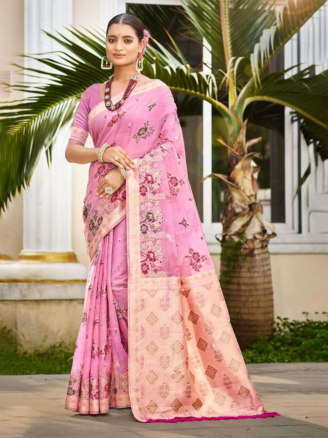 GULABI COTTON SERIES 1001 TO 1006 SAREE BY BUNAWAT DESIGNER MEENAKARI WORK COTTON SAREES ARE AVAILABLE AT WHOLESALE PRICE