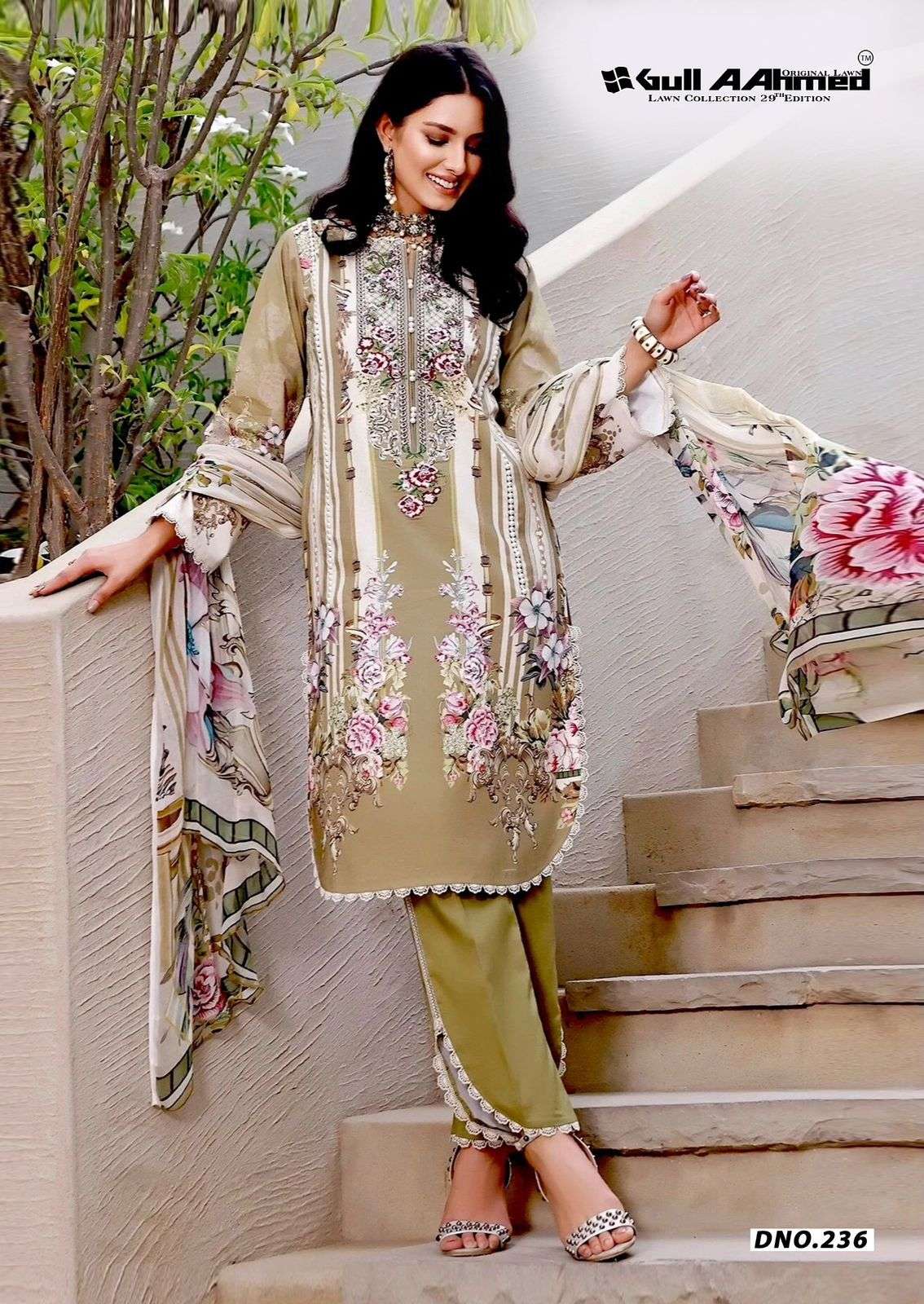 LAWN COLLECTION VOL-29 SERIES 233 TO 238 BY GULL AAHMED DESIGNER PRINTED LAWN SUITS ARE AVAILABLE AT WHOLESALE PRICE