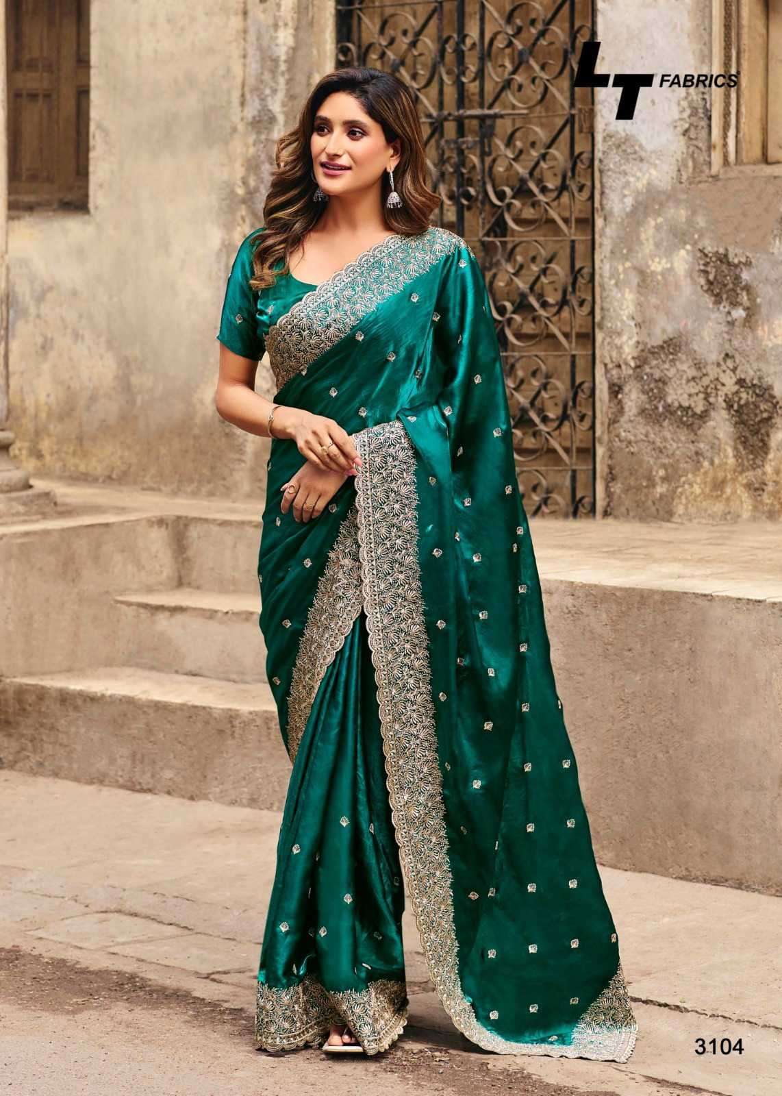 LIGHTINING VOL-31 SERIES 3101 TO 3106 SAREE BY LT DESIGNER EMBROIDERY WORK SILK SAREES ARE AVAILABLE AT WHOLESALE PRICE
