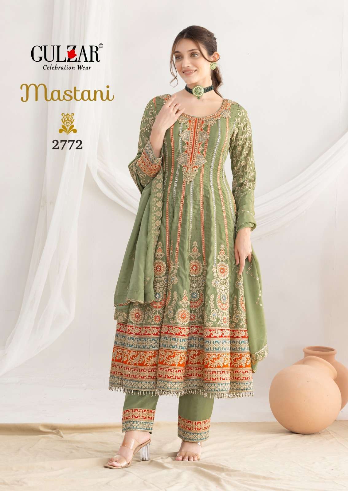 MASTANI SERIES 2771 TO 2773 BY GULZAR DESIGNER HEAVY WORK ANARKALI READYMADE SUITS ARE AVAILABLE AT WHOLESALE PRICE