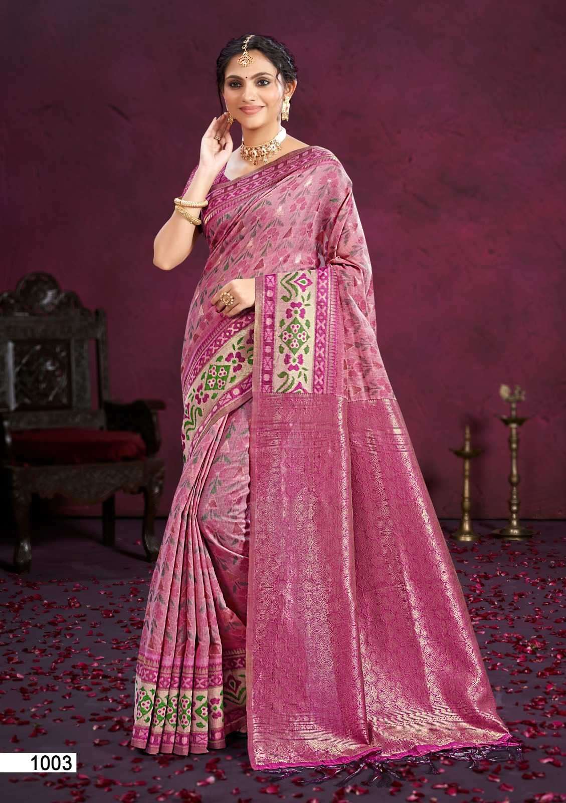 PALKI SERIES 1001 TO 1006 SAREE BY BUNAWAT DESIGNER MEENAKARI WORK COTTON SILK SAREES ARE AVAILABLE AT WHOLESALE PRICE