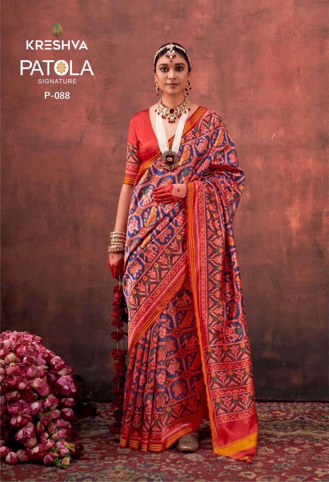 PATOLA SIGNATURE SERIES 085 TO 088 SAREE BY KRESHVA DESIGNER SILK SAREES ARE AVAILABLE AT WHOLESALE PRICE