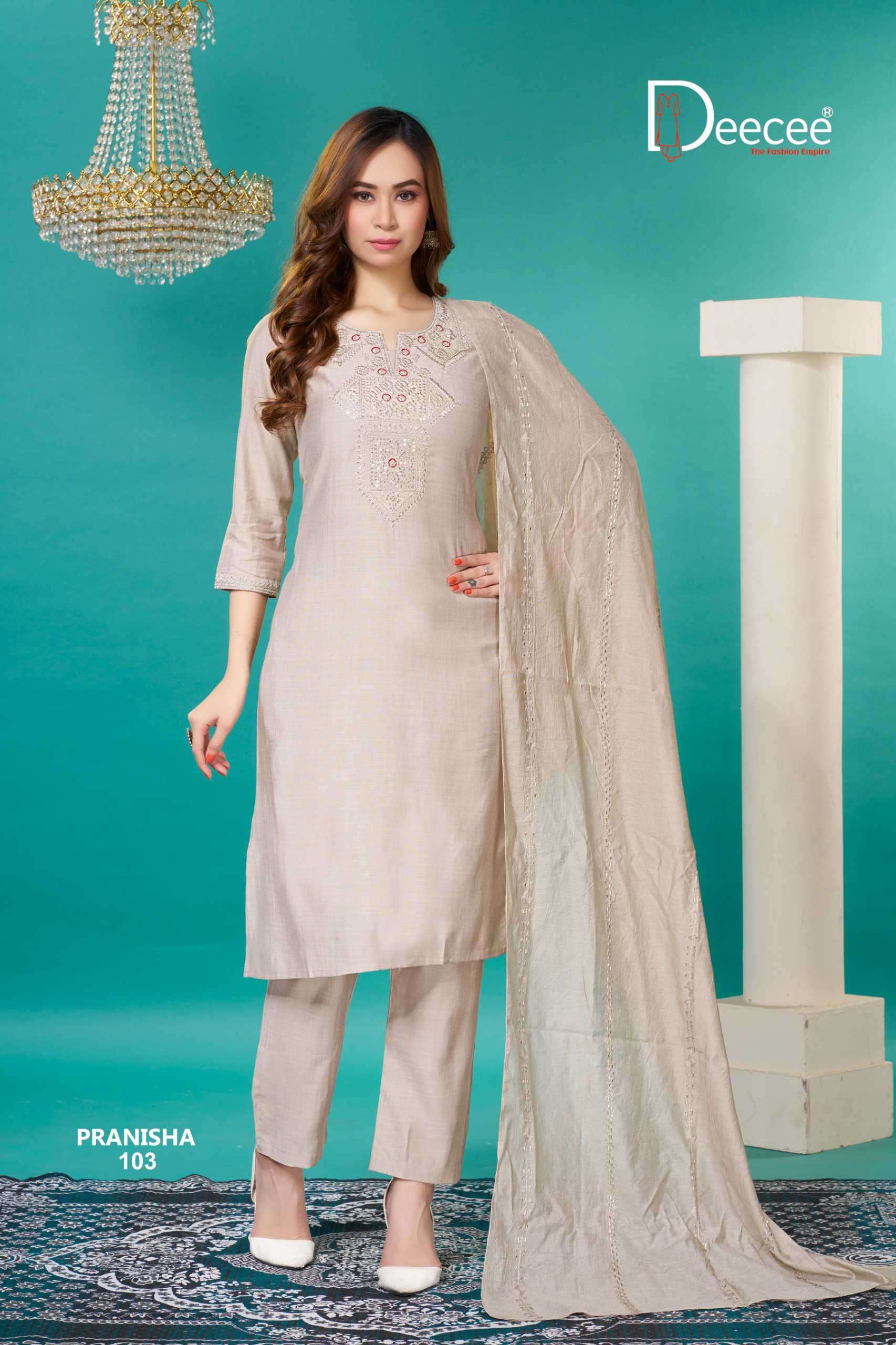 PRANISHA SERIES 101 TO 106 BY DEE CEE DESIGNER VATICAN KURTI WITH BOTTOM AND DUPATTA ARE AVAILABLE AT WHOLESALE PRICE