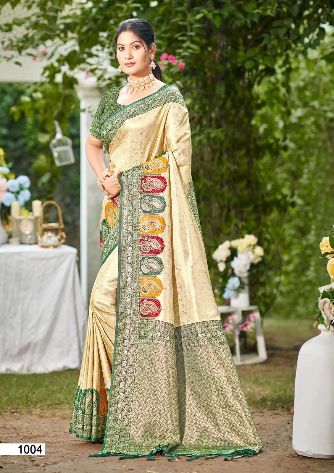 PRIYANSHI SILK SERIES 1001 TO 1006 SAREE BY BUNAWAT DESIGNER ZARI WEAVING WORK SILK SAREES ARE AVAILABLE AT WHOLESALE PRICE