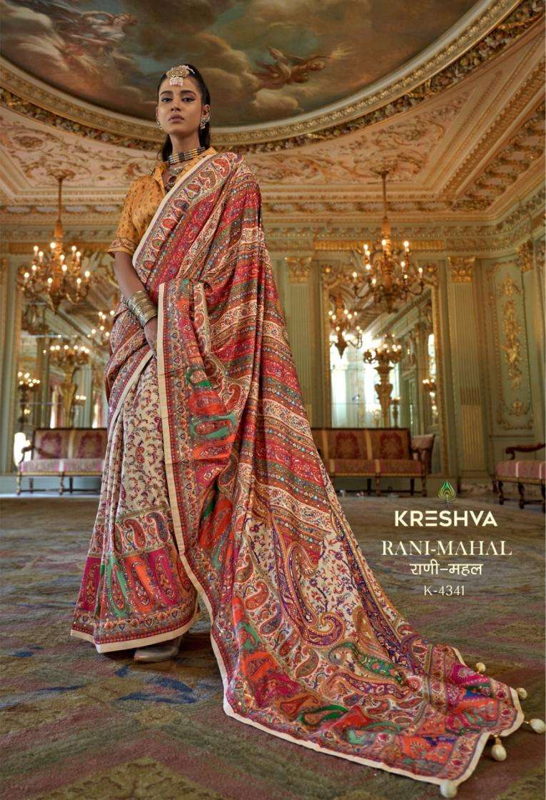 RANI MAHAL SERIES 4336 TO 4347 SAREE BY KRESHVA DESIGNER SILK SAREES ARE AVAILABLE AT WHOLESALE PRICE
