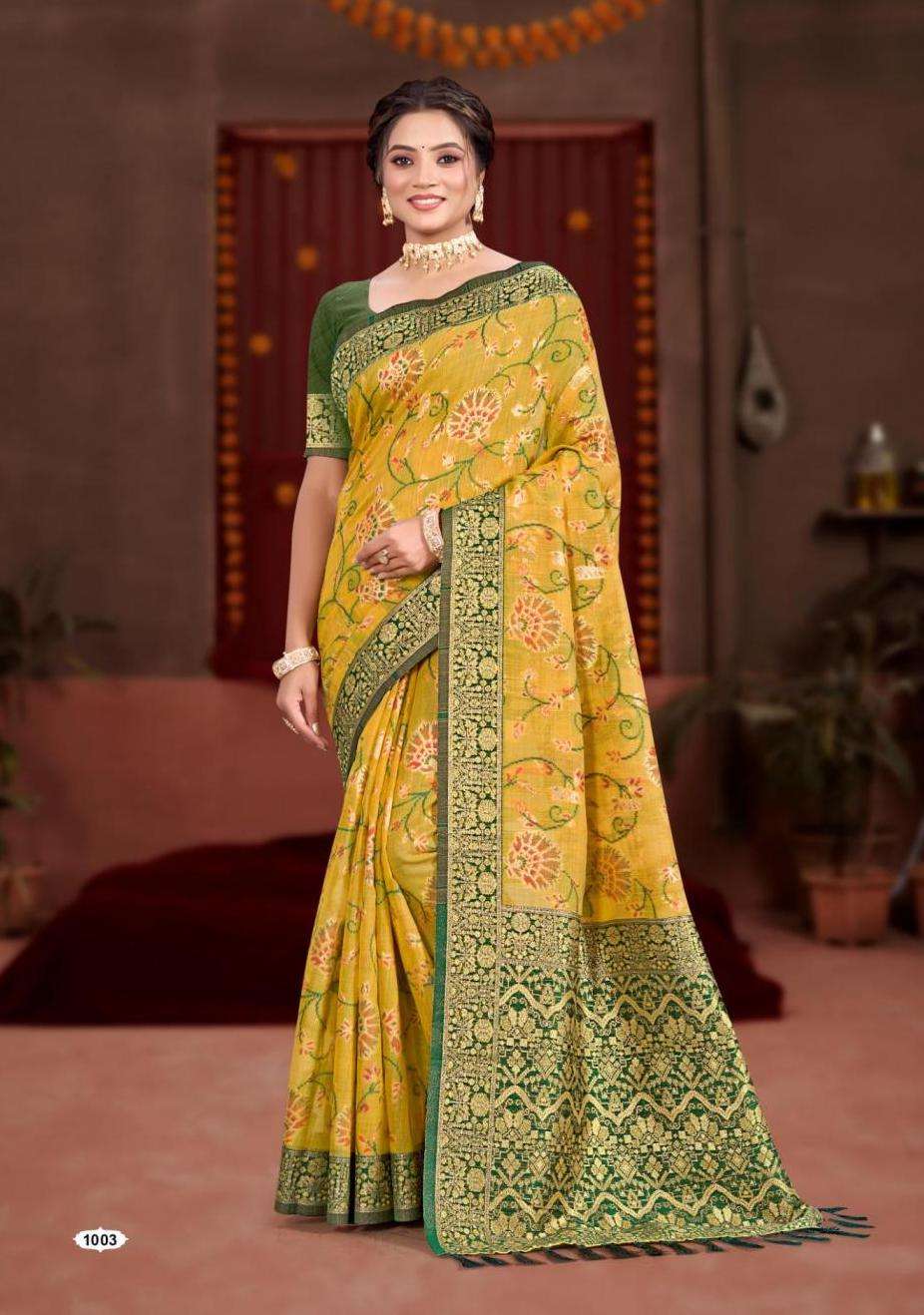 RUDALI COTTON SERIES 1001 TO 1006 SAREE BY BUNAWAT DESIGNER COTTON SILK WITH MEENA SAREES ARE AVAILABLE AT WHOLESALE PRICE