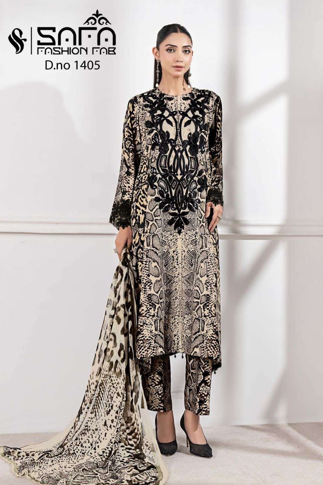 SAFA 1405 DESIGNER PRINTED AND WORK SATIN KURTI WITH BOTTOM AND DUPATTA ARE AVAILABLE AT WHOLESALE PRICE