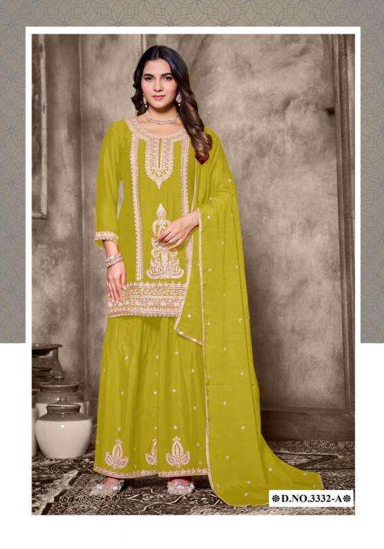 AASHIMA VOL-2 SERIES 3332 BY VAMIKA DESIGNER EMBROIDERY WORK AIRTEX CHINON READYMADE SUITS ARE AVAILABLE AT WHOLESALE PRICE