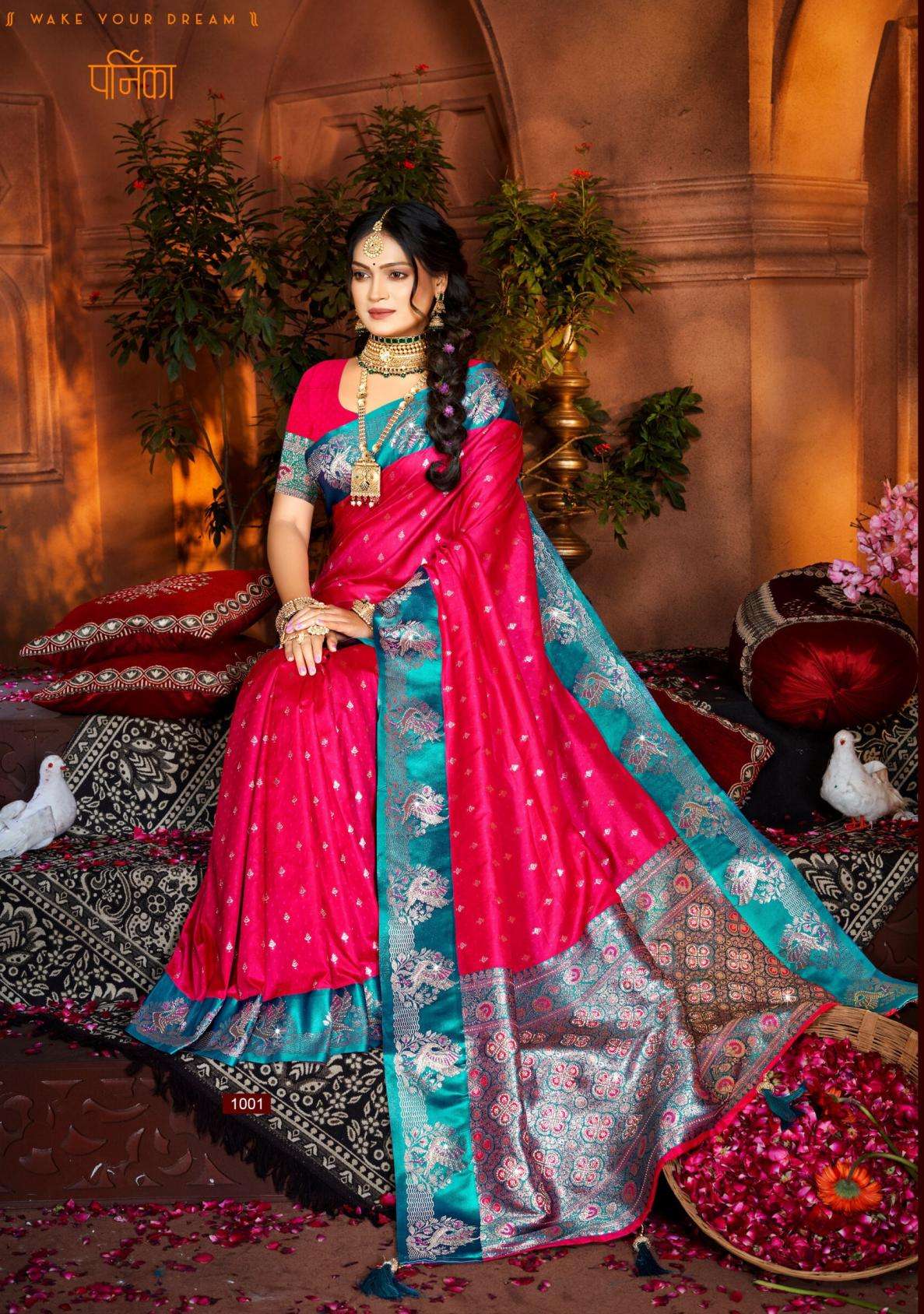 ADAKARI SAROSKI VOL-1 SERIES 1001 TO 1006 SAREE BY SAROJ DESIGNER SAROSKI WORK AND PALLU CONTRAST SILK SAREES ARE AVAILABLE AT WHOLESALE PRICE