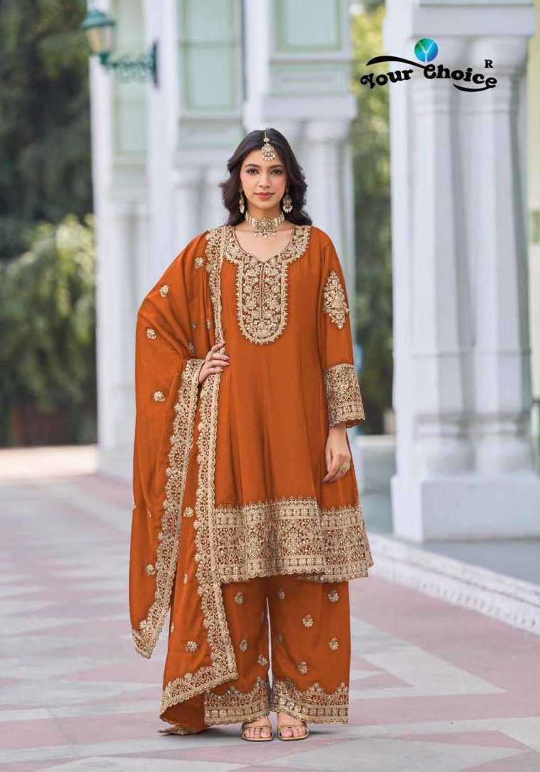 AFGANI SILVER SERIES 1001 TO 1006 BY YOUR CHOICE DESIGNER WITH WORK READYMADE CHINON SUITS ARE AVAILABLE AT WHOLESALE PRICE