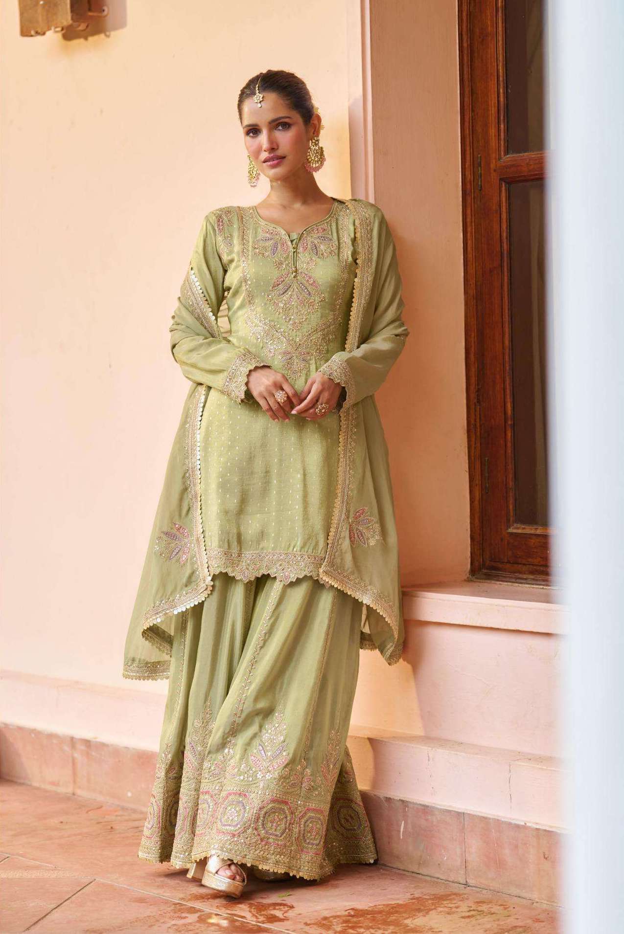 AMULYA SERIES 7653 T0 7655 BY GULKAYRA DESIGNER EMBROIDERY WORK CHINON READYMADE SUITS ARE AVAILABLE AT WHOLESALE PRICE