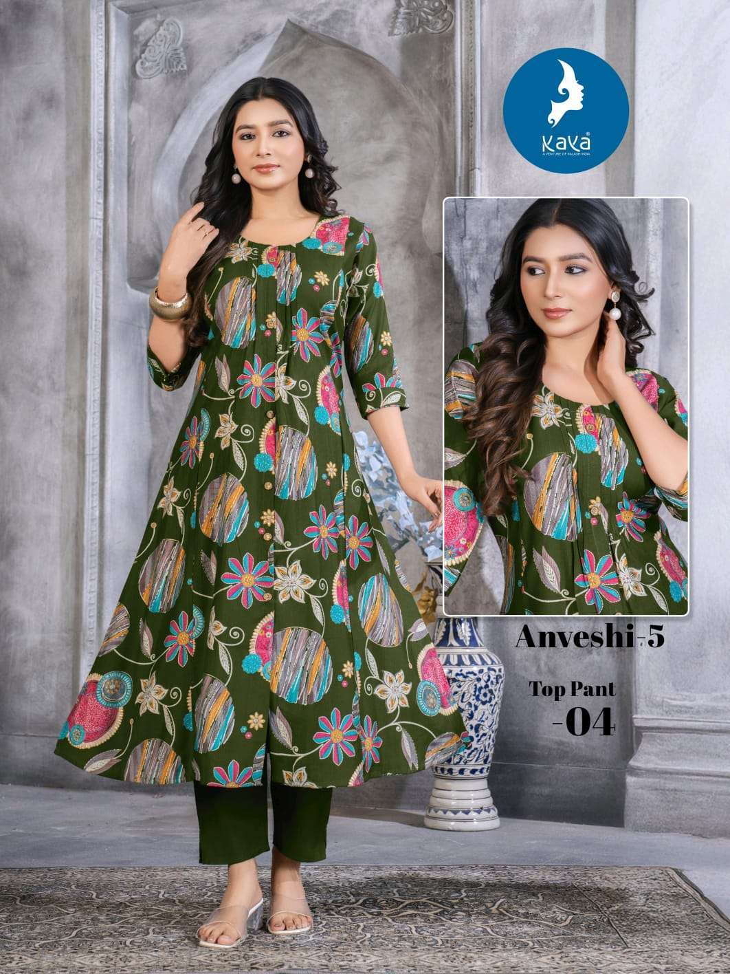 ANVESHI VOL-5 SERIES 01 TO 06 BY KAYA DESIGNER FOIL PRINTED VATICAN KURTI WITH BOTTOM ARE AVAILABLE AT WHOLESALE PRICE