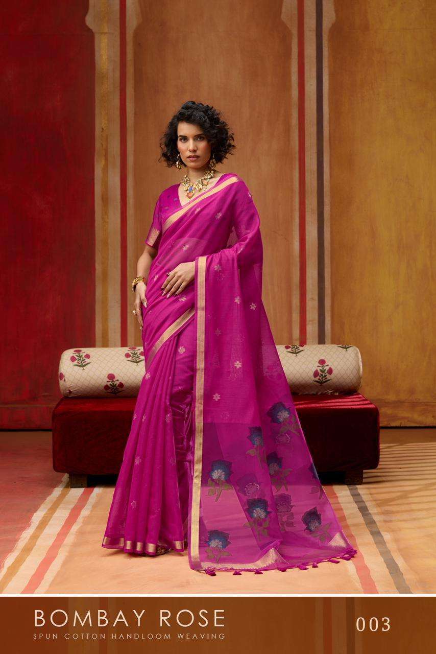 BOMBAY ROSE SERIES 001 TO 006 SAREE BY RAJTEX DESIGNER HANDLOOM WEAVING MUNGA COTTON SAREES ARE AVAILABLE AT WHOLESALE PRICE
