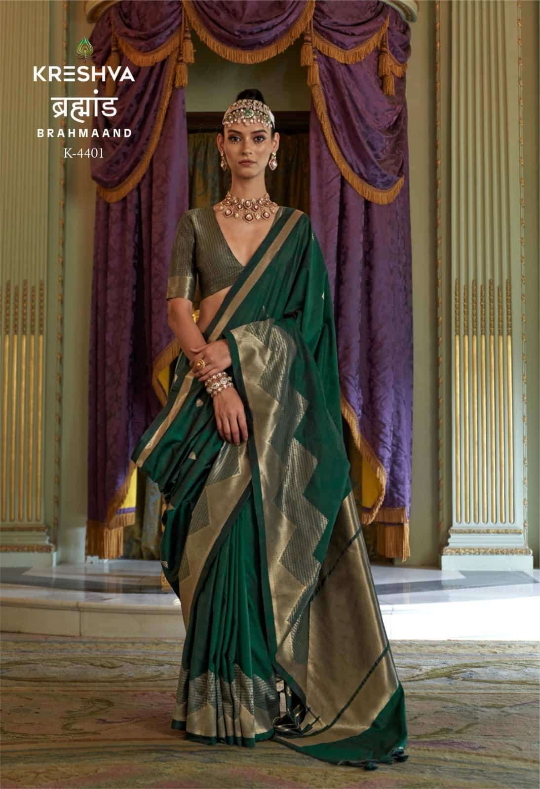 BRAHMAAND SERIES 4399 TO 4404 SAREE BY KRESHVA DESIGNER SILK SAREES ARE AVAILABLE AT WHOLESALE PRICE
