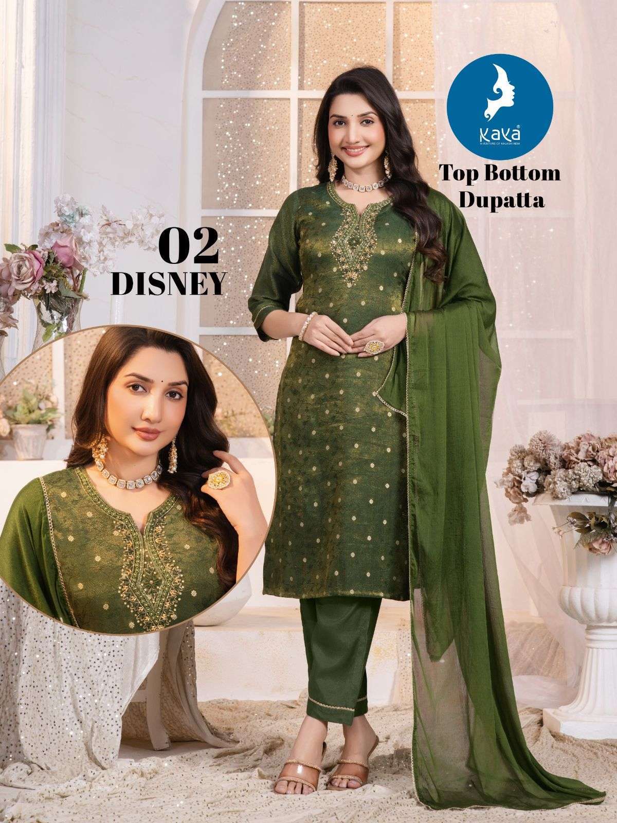 DISNEY SERIES 01 TO 03 BY KAYA DESIGNER SHIMMER JACQUARD TOP WITH BOTTOM AND DUPATTA ARE AVAILABLE AT WHOLESALE PRICE