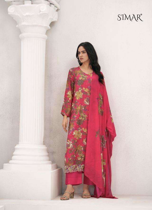 EVERBLOOM VOL-2 SERIES 9603 BY SIMAR GLOSSY DESIGNER DIGITAL PRINTED AND EMBROIDERY WORK VISCOSE MUSLIN SUITS ARE AVAILABLE AT WHOLESALE PRICE