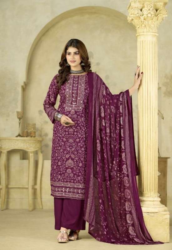 FIROZA VOL-3 SERIES 86001 TO 86004 BY RADHIKA AZARA DESIGNER DISCHARGE PRINTED AND WORK VISCOSE RAYON SUITS ARE AVAILABLE AT WHOLESALE PRICE