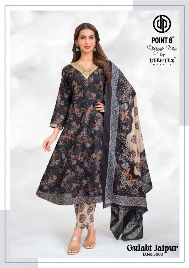 GULABI JAIPUR VOL-5 SERIES 5001 TO 5008 BY POINT 8 DEEPTEX DESIGNER PRINTED COTTON ANARKALI READYMADE SUITS ARE AVAILABLE AT WHOLESALE PRICE