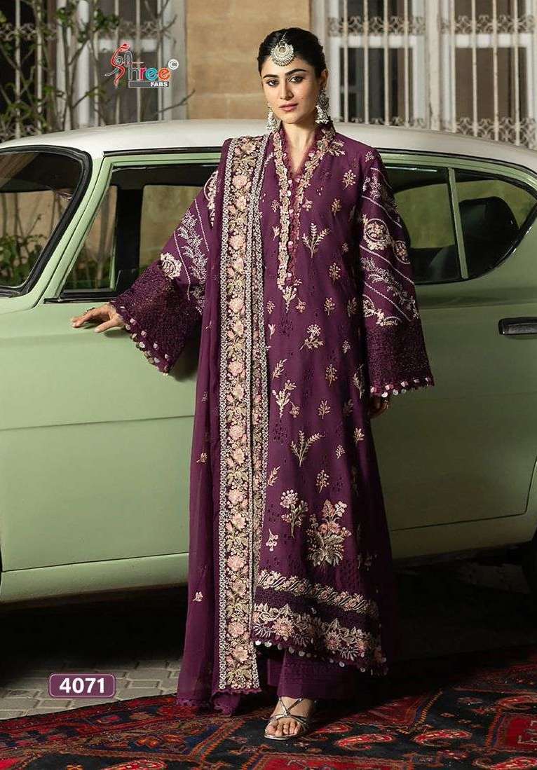 KAHAF PREMIUM EMBROIDERED COLLECTION VOL-1 NX SERIES 4071 BY SHREE FABS DESIGNER EMBROIDERY WORK RAYON SUITS ARE AVAILABLE AT WHOLESALE PRUCE