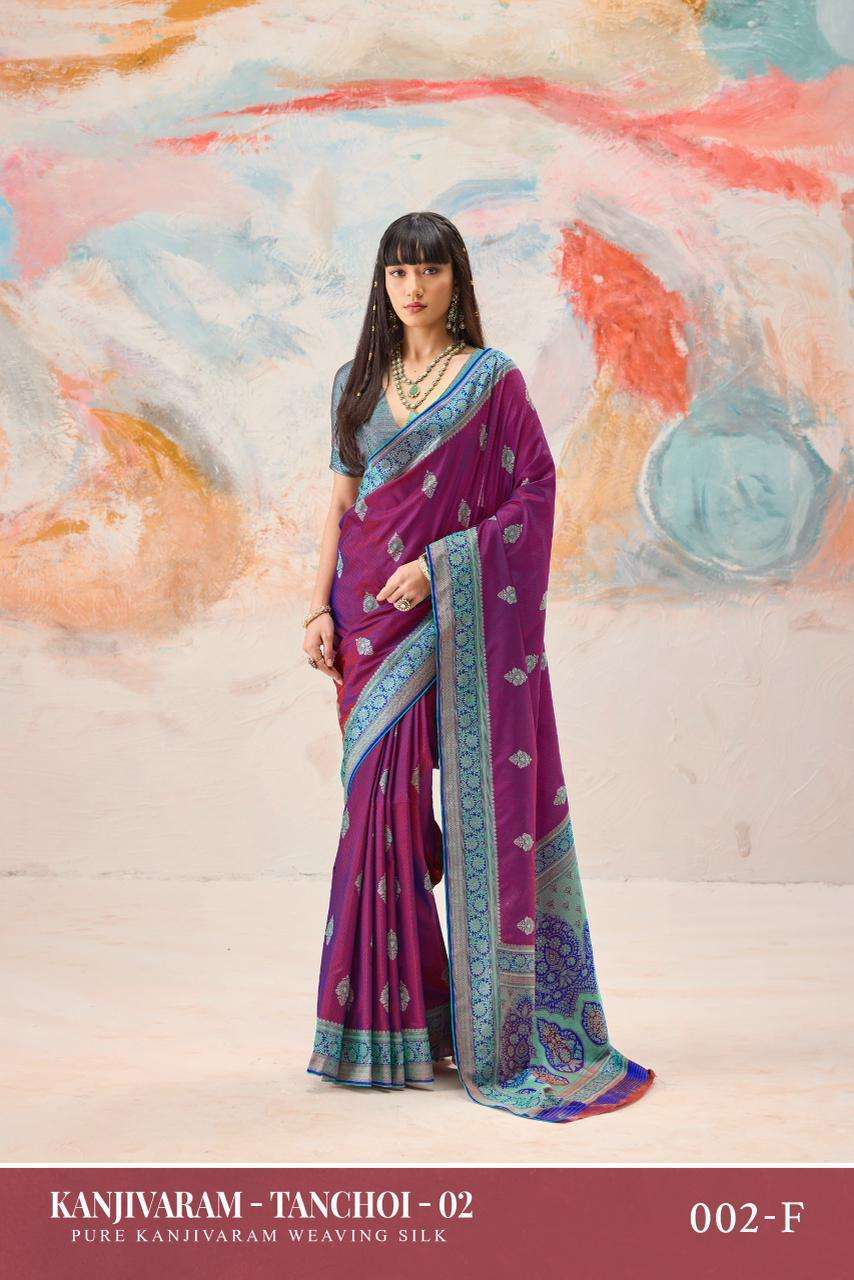 KANJIVARAM TANCHOI VOL-2 SERIES 001 TO 006 SAREE BY RAJTEX DESIGNER WEAVING WORK KANJIVARAM SILK SAREES ARE AVAILABLE AT WHOLESALE PRICE