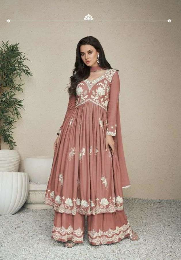 LAKHNAVI VOL-5 NEW SILVER SERIES 1027X TO 1027Z BY VAMIKA DESIGNER EMBROIDERY WORK RAYON TOP WITH PLAZZO AND DUPATTA ARE AVAILABLE AT WHOLESALE PRICE