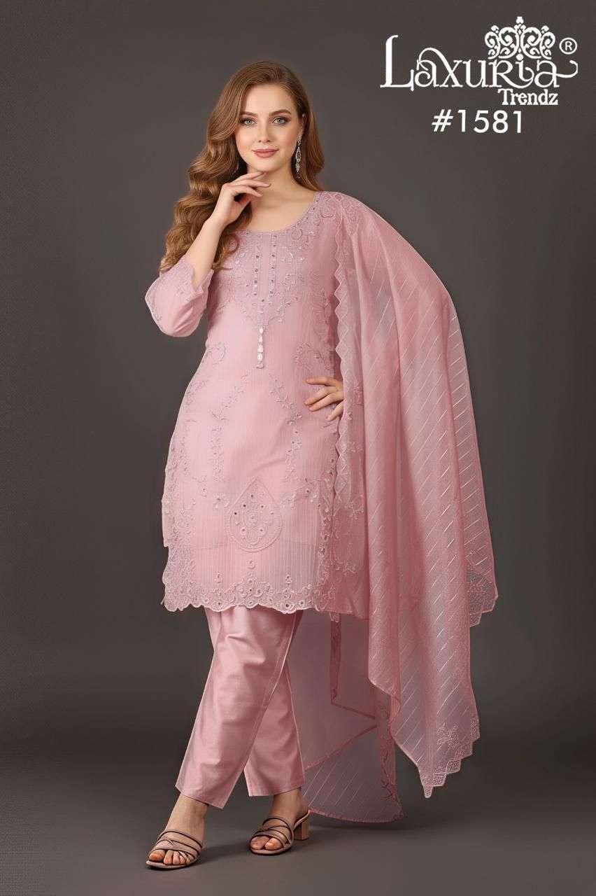 LAXURIA TRENDZ 1581 DESIGNER EMBROIDERY AND HAND WORK KOTA TOP WITH PANT AND DUPATTA ARE AVAILABLE AT WHOLESALE PRICE