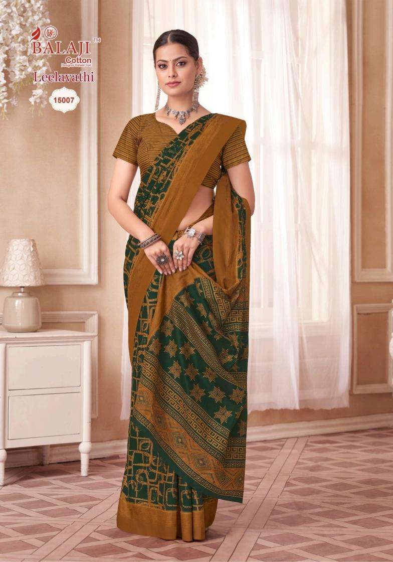 LEELAVATHI VOL-15 SERIES 15001 TO 15030 SAREE BY BALAJI COTTON DESIGNER COTTON SAREES ARE AVAILABLE AT WHOLESALE PRICE
