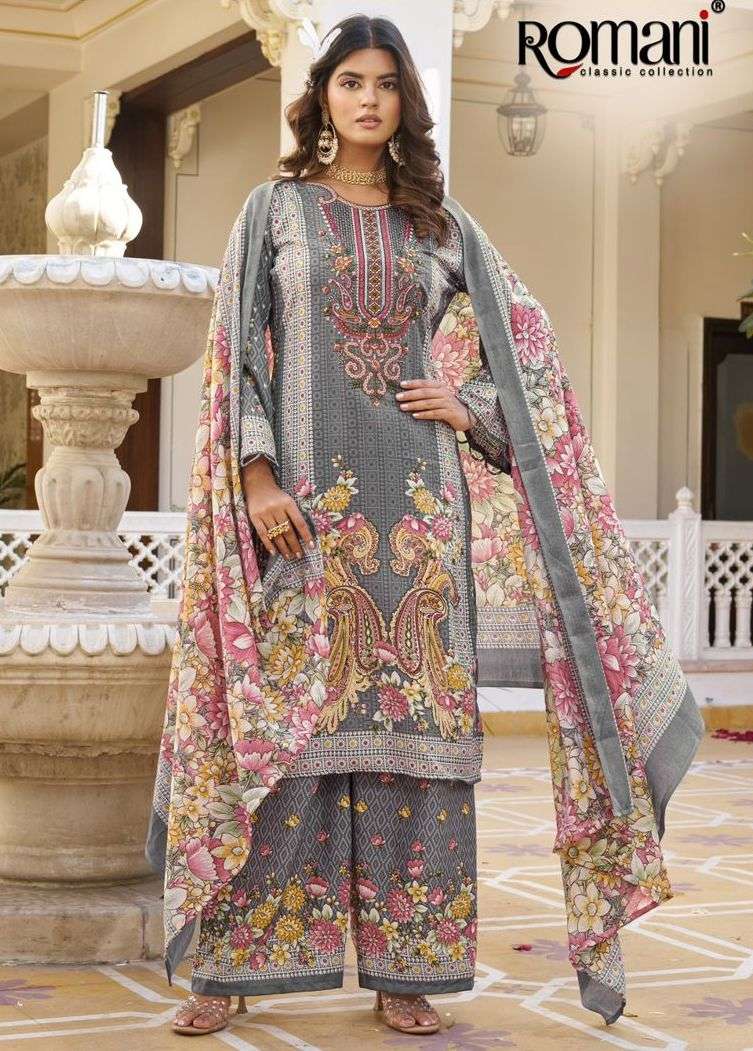 MAHIRA VOL-5 SERIES 1123 BY ROMANI DESIGNER DIGITAL PRINTED AND WORK SOFT COTTON SUITS ARE AVAILABLE AT WHOLESALE PRICE
