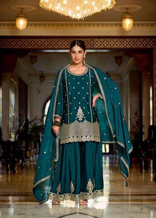 MYRA SERIES 1001 TO 1003 BY SANIKA DESIGNER HEAVY EMBROIDERY WORK CHINON SILK READYMADE SUITS ARE AVAILABLE AT WHOLESALE PRICE