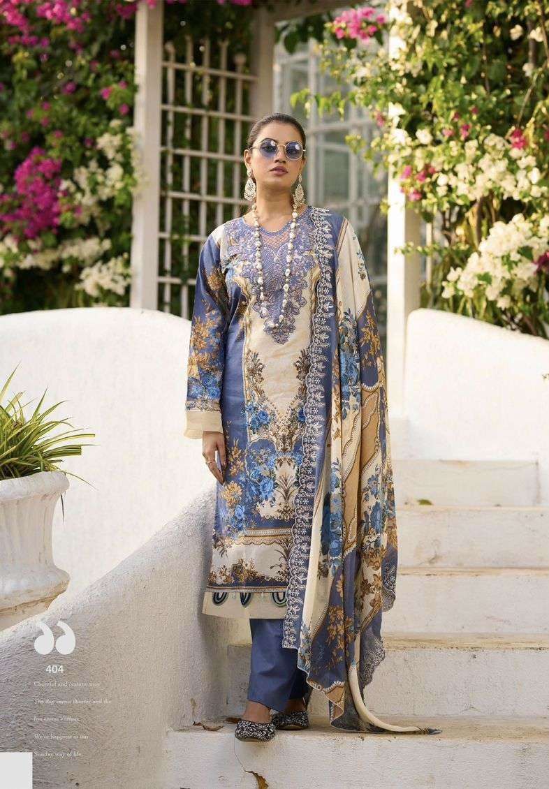 NEEDLE WONDER VOL-4 SERIES 401 TO 408 BY COSMOS DESIGNER PRINTED AND PATCH WORK LAWN COTTON SUITS ARE AVAILABLE AT WHOLESALE PRICE