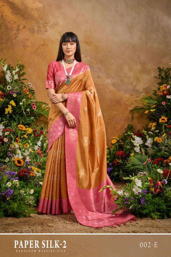 PAPER SILK VOL-2 SERIES 002A TO 002F SAREE BY RAJTEX DESIGNER PAPER SILK SAREES ARE AVAILABLE AT WHOLESALE PRICE