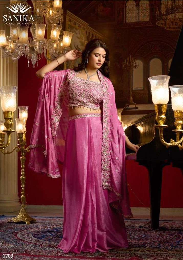 RAAG SERIES 1701 TO 1703 BY SANIKA DESIGNER FANCY WORK CHINON SILK READYMADE PARTY WEAR COLLECTION ARE AVAILABLE AT WHOLESALE PRICE