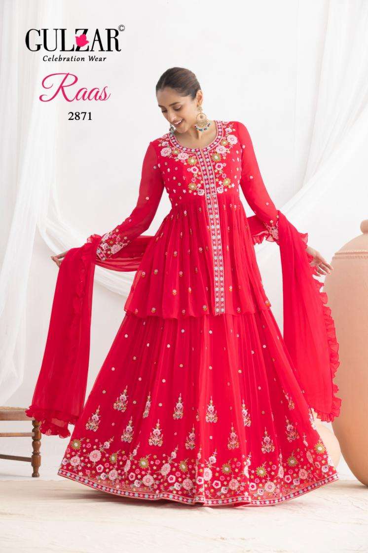 RAAS SERIES 2871 TO 2873 BY GULZAR DESIGNER FLORAL RESHAM AND BEADS WORK GEORGETTE READYMADE SUITS ARE AVAILABLE AT WHOLESALE PRICE