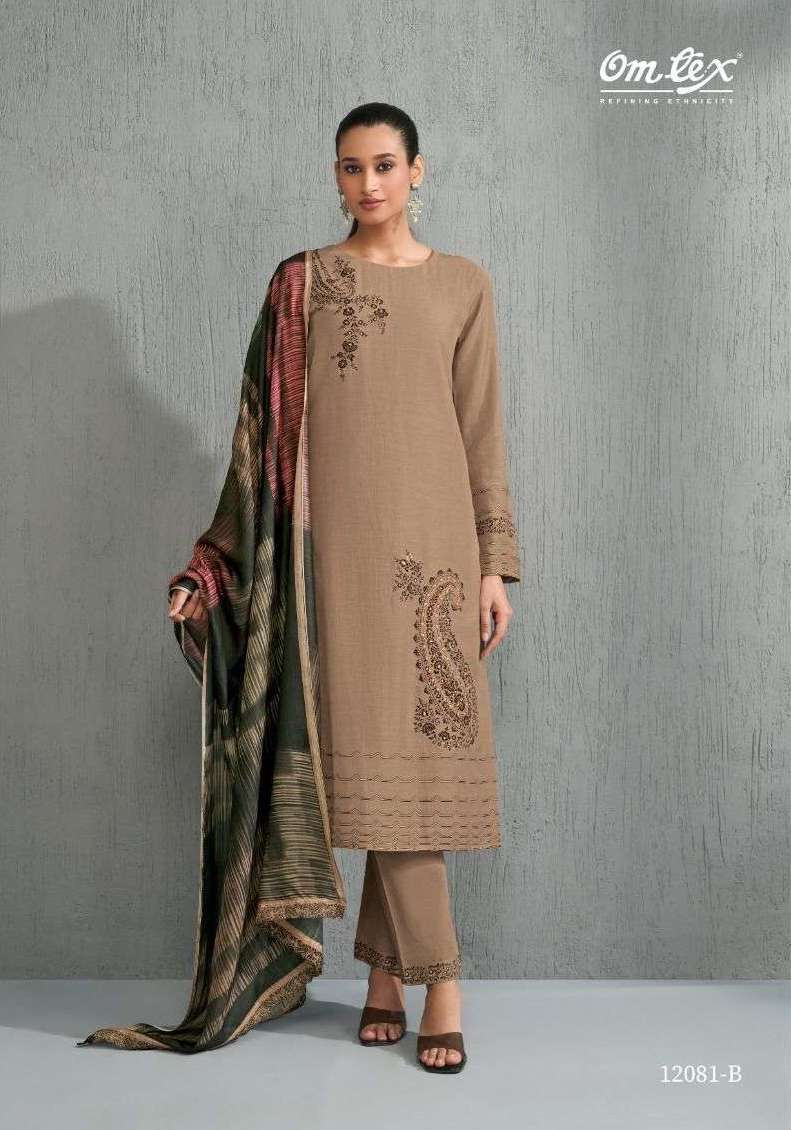REYA SERIES 12081 BY OMTEX DESIGNER HAND WORK LINEN JACQUARD SUITS ARE AVAILABLE AT WHOLESALE PRICE