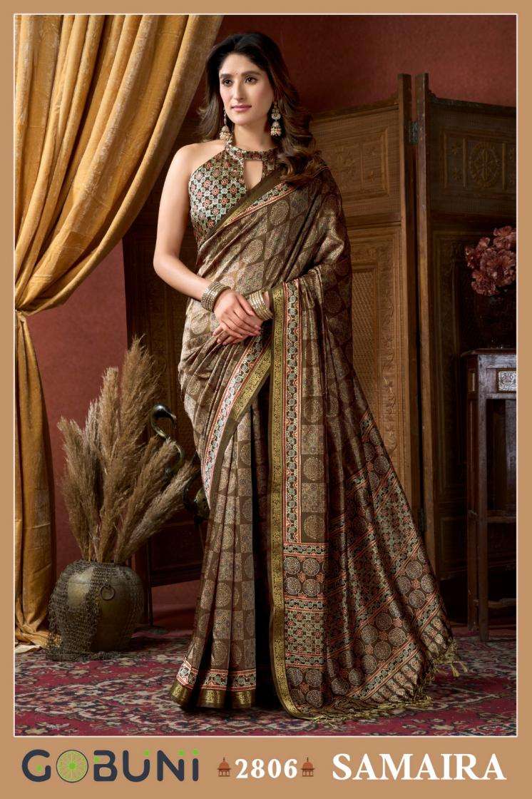 SAMAIRA SERIES 2801 TO 2806 SAREE BY GOBUNI DESIGNER CLUSTER DIGITAL SAREE WITH JACQUARD BORDER AND JHALLAR SAREE ARE AVAILABLE AT WHOLESALE PRICE