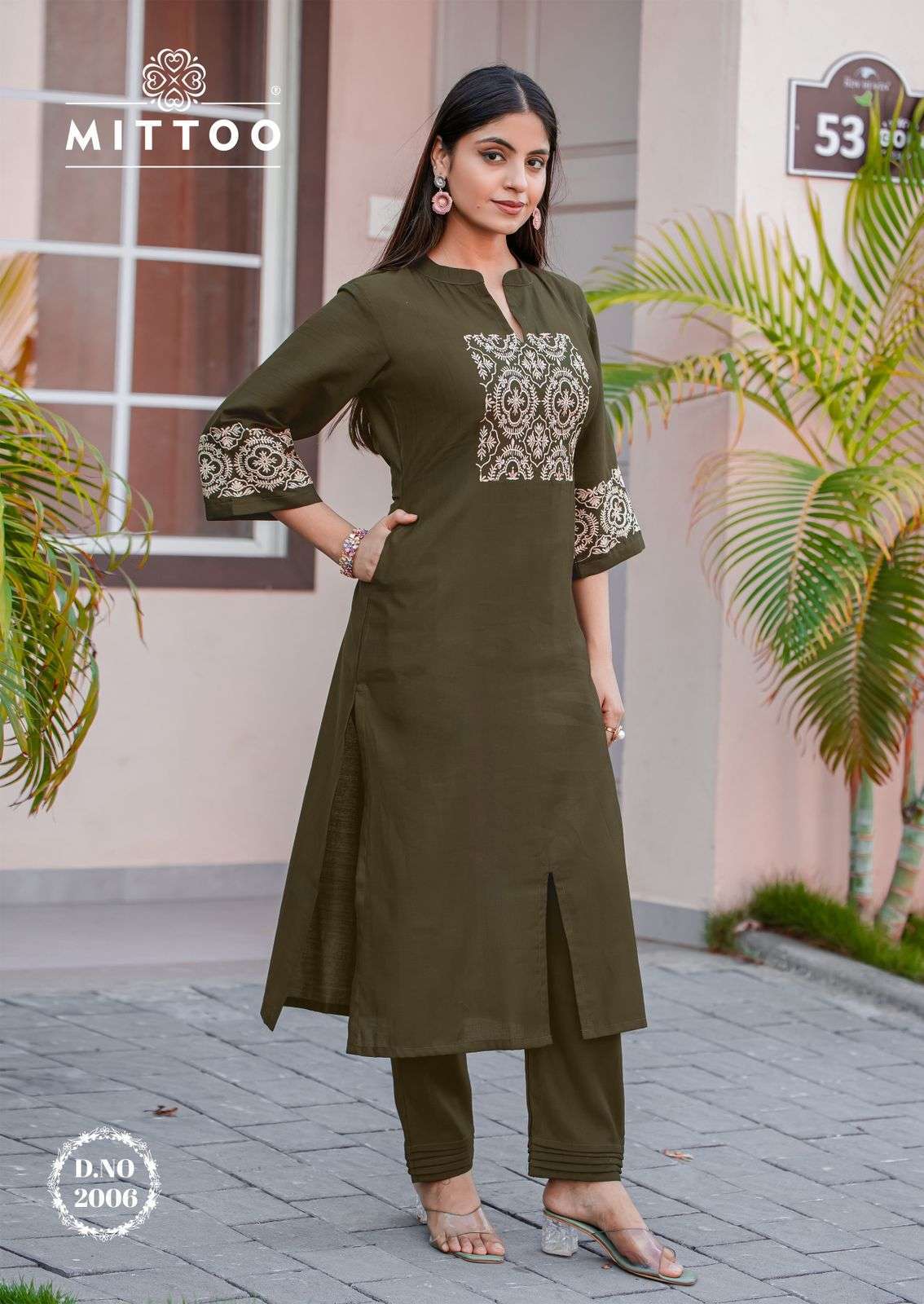 SAMYAA SERIES 2001 TO 2006 BY MITTO DESIGNER THREAD AND HAND WORK VISCOSE WEAVING KURTI WITH BOTTOM ARE AVAILABLE AT WHOLESALE PRICE