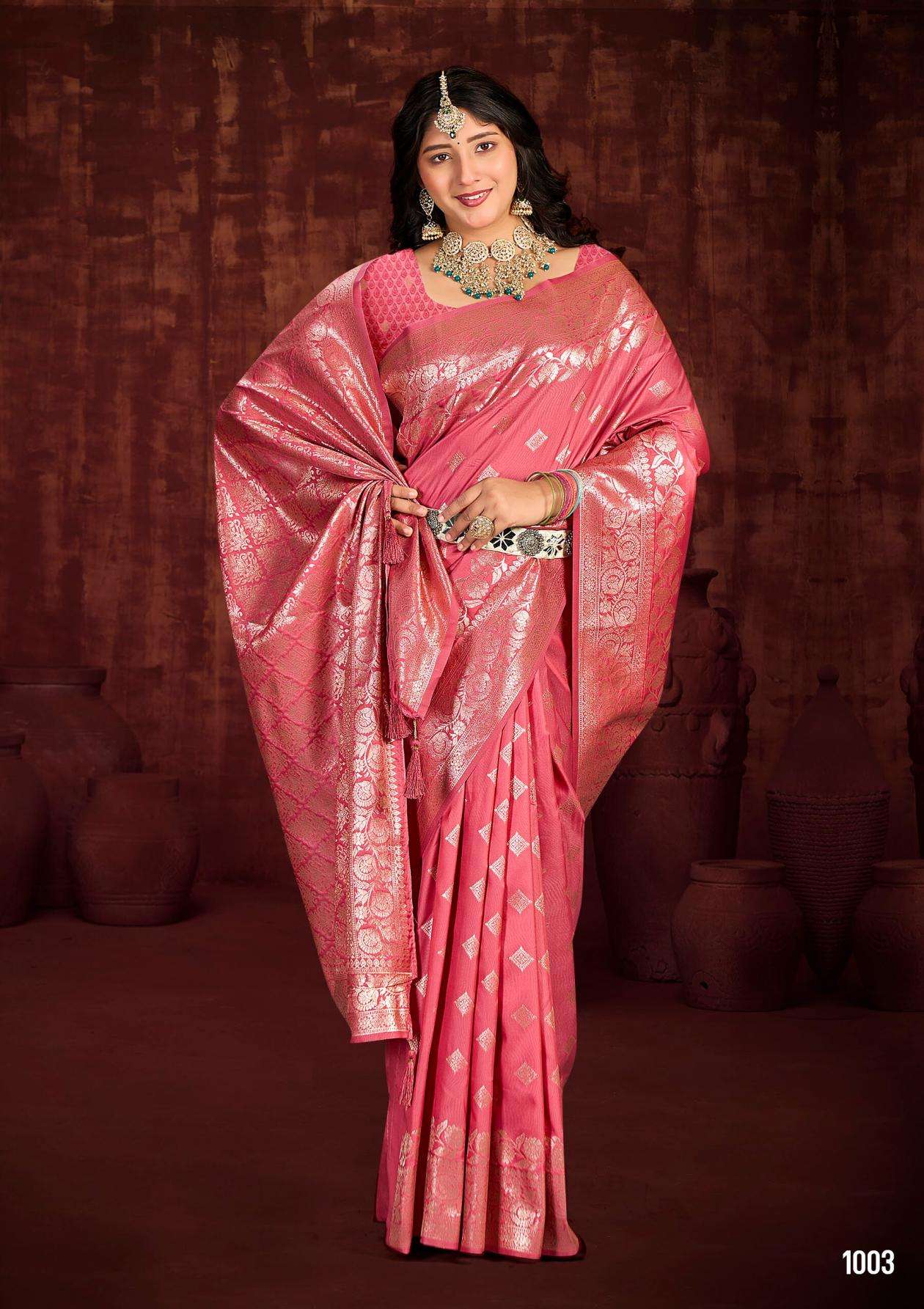 SHREYA SILK VOL-1 SERIES 1001 TO 1004 SAREE BY SAROJ DESIGNER RICH PALLU SILK SAREES ARE AVAILABLE AT WHOLESALE PRICE