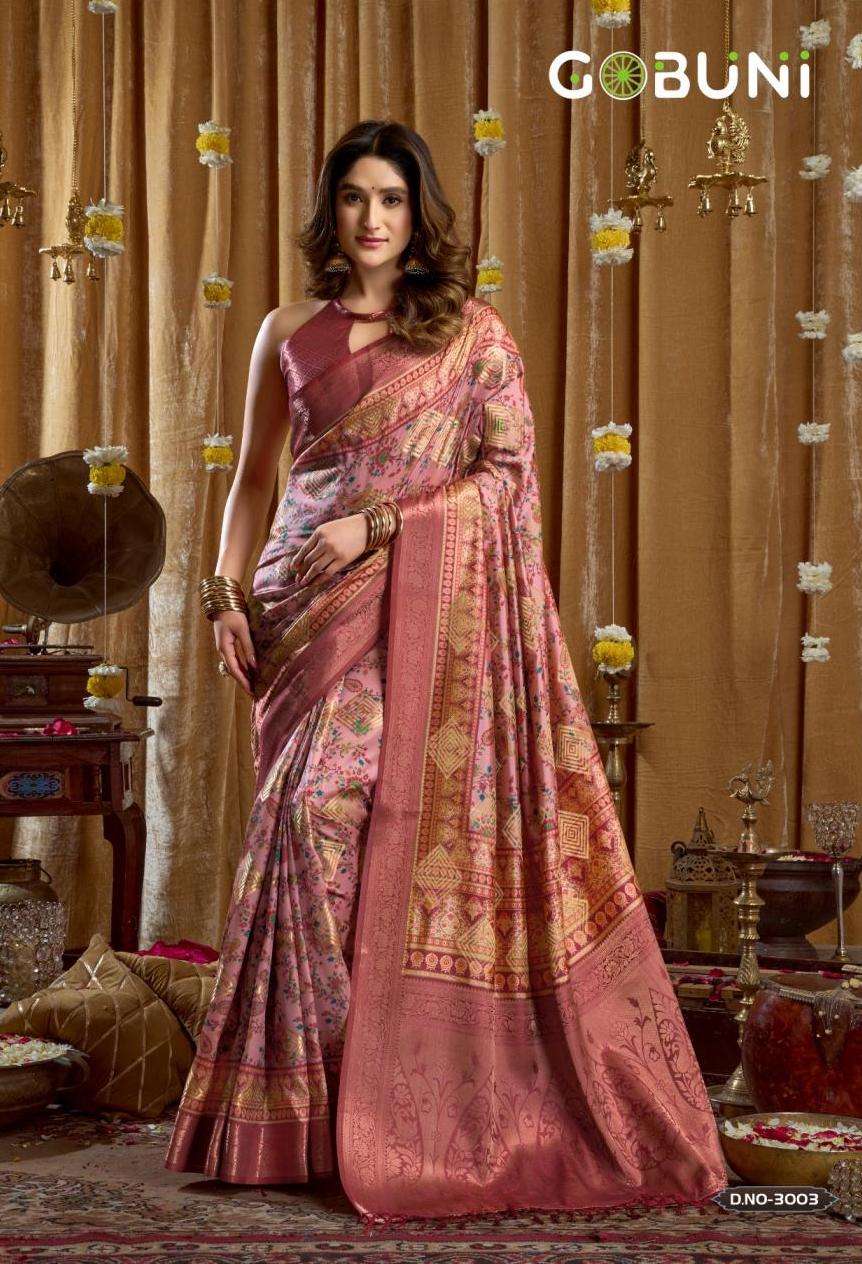 SIMRAN SERIES 3001 TO 3006 SAREE BY GOBUNI DESIGNER BANARASI SILK SAREES ARE AVAILABLE AT WHOLESALE PRICE