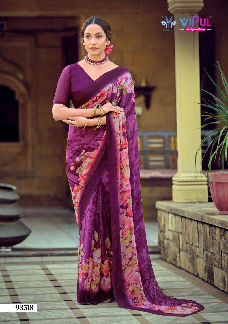 SIMRAN SERIES 93501 TO 93518 SAREE BY VIPUL DESIGNER PRINTED GEORGETTE SAREES ARE AVAILABLE AT WHOLESALE PRICE