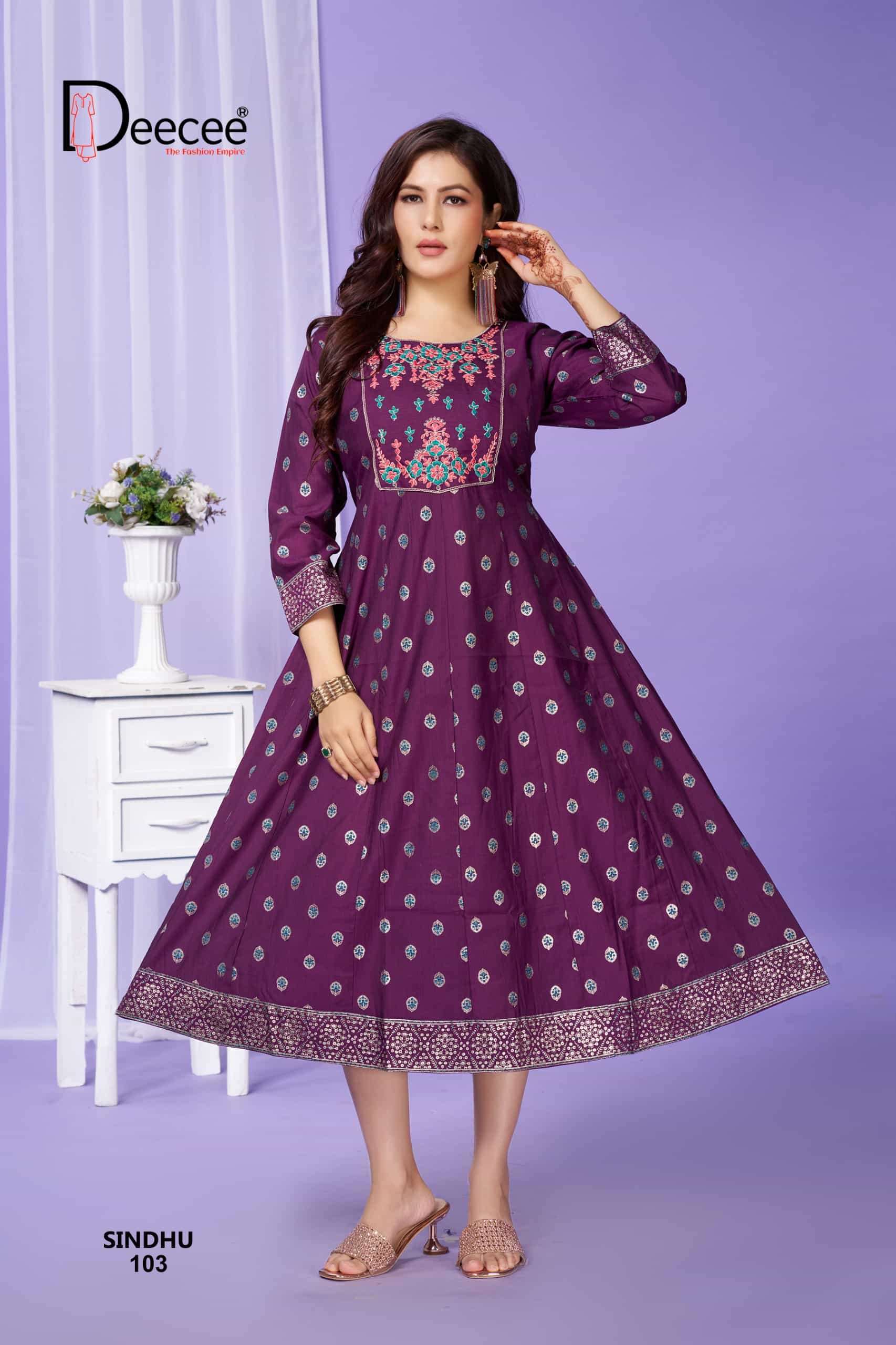SINDHU SERIES 101 TO 106 KURTI BY DEE CEE DESIGNER GHERA STYLE VATICAN KURTIS ARE AVAILABLE AT WHOLESALE PRICE