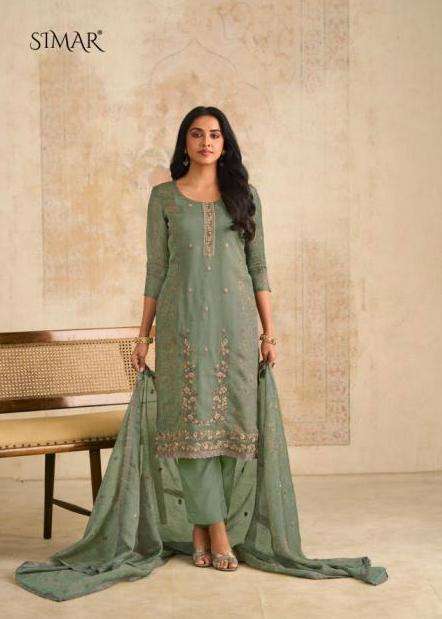 SIRAA SERIES 13069 BY SIMAR GLOSSY DESIGNER PRINTED AND WORK ORGANZA SUITS ARE AVAILABLE AT WHOLESALE PRICE