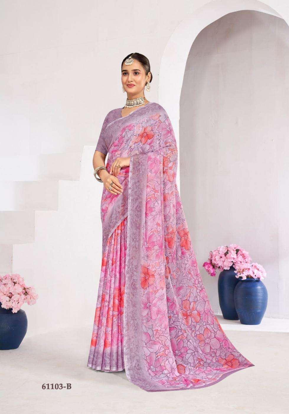 STAR CHIFFON VOL-124 SERIES 61101 TO 61103 SAREE BY RUCHI DESIGNER PRINTED CHIFFONE SAREES ARE AVAILABLE AT WHOLESALE PRICE