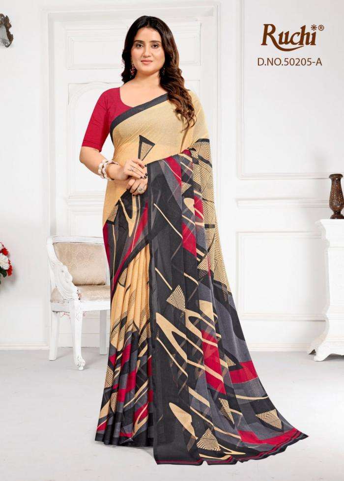 STAR CHIFFON VOL-210 SERIES 50204 SAREE BY RUCHI DESIGNER PRINTED CHIFFONE SAREES ARE AVAILABLE AT WHOLESALE PRICE
