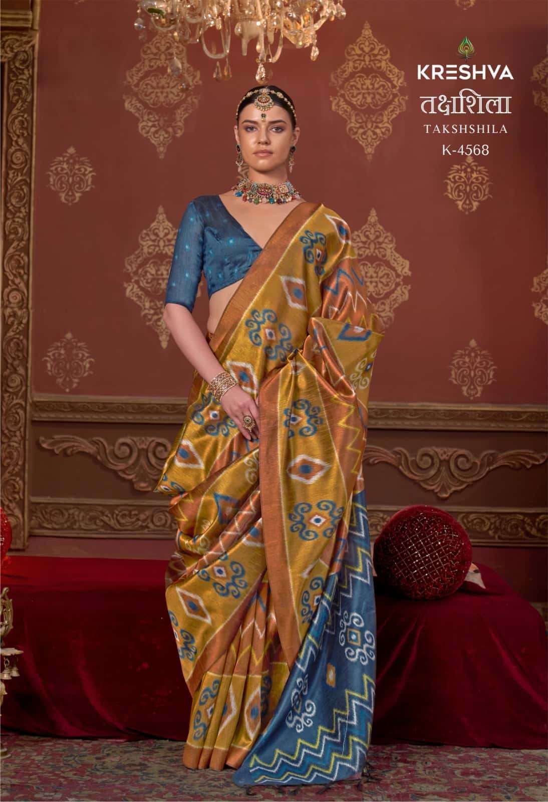 TAKSHSHILA SERIES 4558 TO 4569 SAREE BY KRESHVA DESIGNER SILK SAREES ARE AVAILABLE AT WHOLESALE PRICE