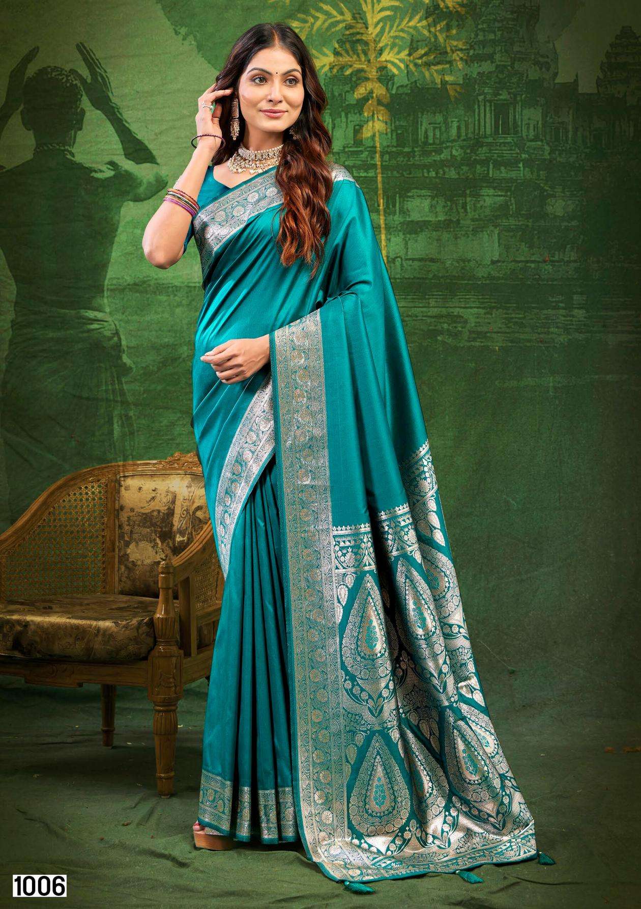 VARSHA SILK VOL-1 SERIES 1001 TO 1006 SAREE BY SAROJ DESIGNER RICH PALLU SILK SAREE ARE AVAILABLE AT WHOLESALE PRICE
